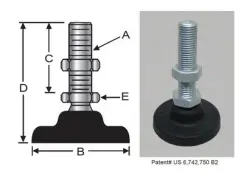 Steel PolyMount™ 5” dia base (Stud Style, Inch)