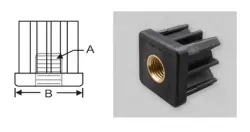Threaded Tube Ends (Square, Brass Insert, Metric) Threaded Tube Ends (Square, Brass Insert, Metric)